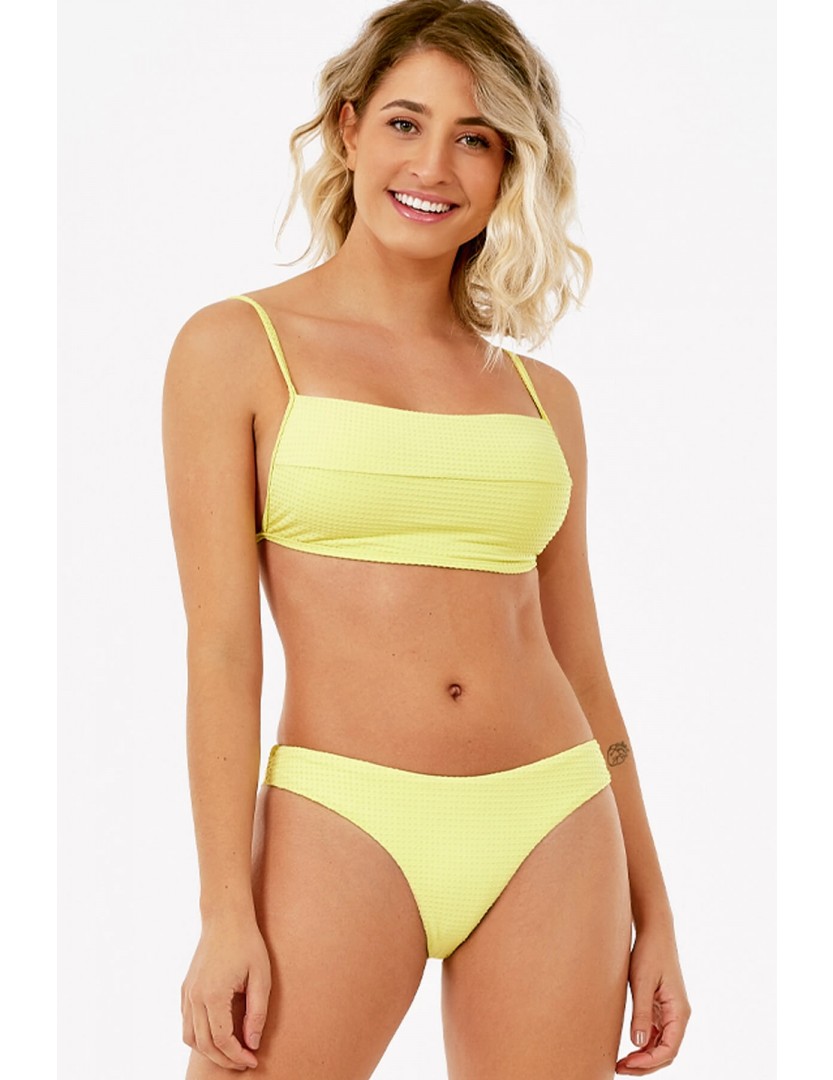 Biquíni conjunto de top quadrado e calcinha Amarelo Neon Beach