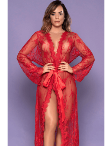 Robe Vermelho Transparente Sensual - Bodystocking Yaffa